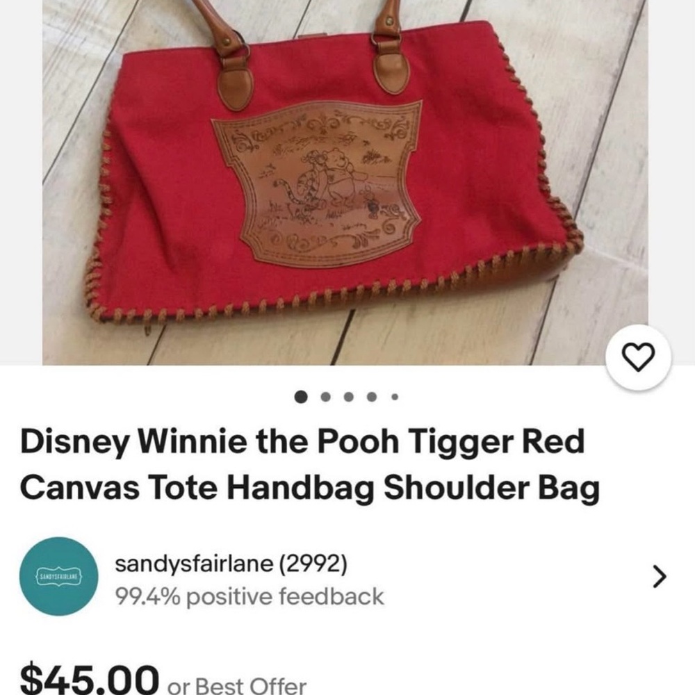 Disney Red and Brown Canvas Tote